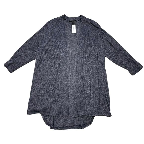 Lane Bryant Ribbed Dark Heather Gray Open Front Cardigan Size 22/24 NWT - Picture 2 of 3